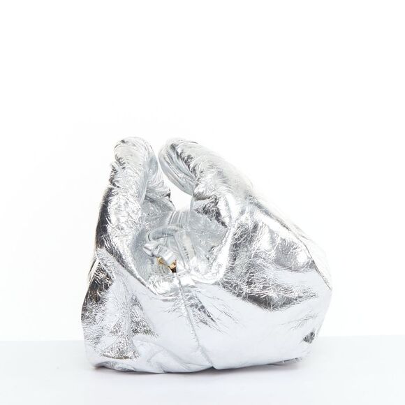DRIES VAN NOTEN Twist silver metallic textured leather top handle bag - Picture 4 of 8